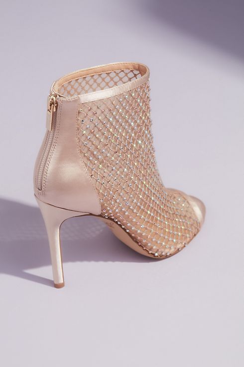 Metallic Illusion Open Toe Booties with Crystals Image 4