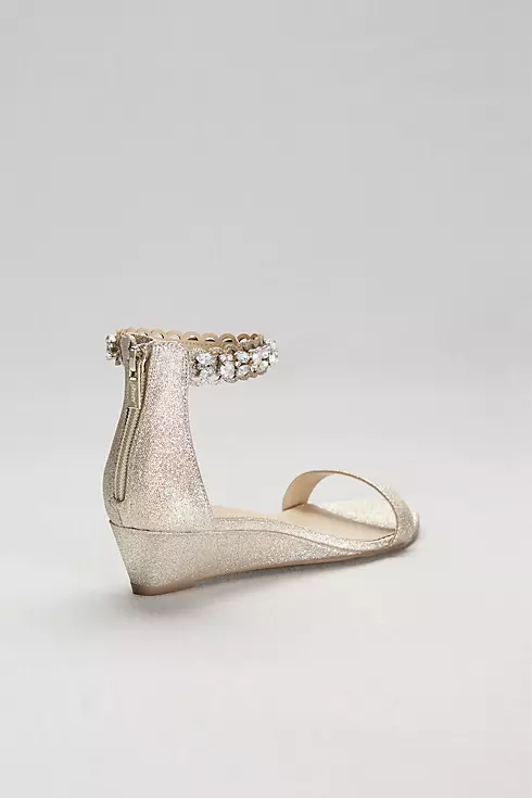 Glittery Low Wedge Sandals with Jeweled Ankle Image 2