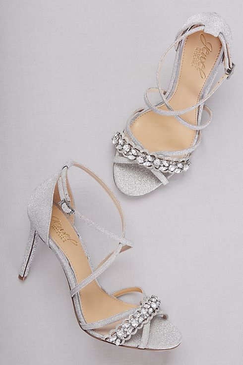 Glitter and Crystal Heels with Crisscross Straps Image 4