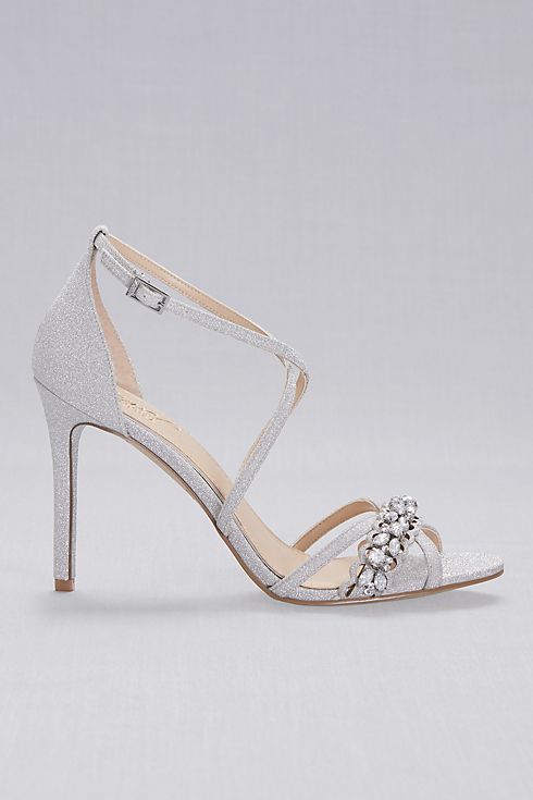 Glitter and Crystal Heels with Crisscross Straps Image 3