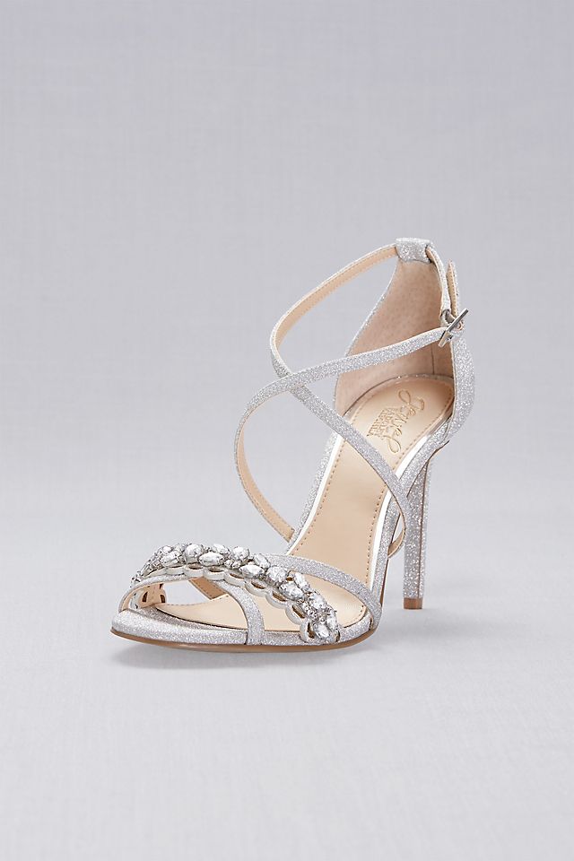 Glitter and Crystal Heels with Crisscross Straps Image 1