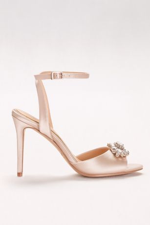Satin Ankle-Strap Heels with Crystal Ornament | David's Bridal