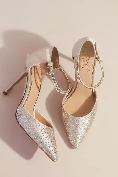 Satin DOrsay Heels with Pointed Crystal Toe Image 4