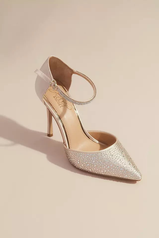 Satin DOrsay Heels with Pointed Crystal Toe Image