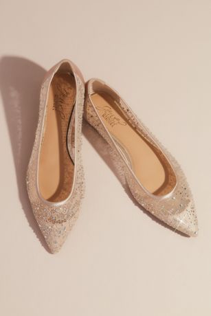 crystal-embellished lace ballerina shoes