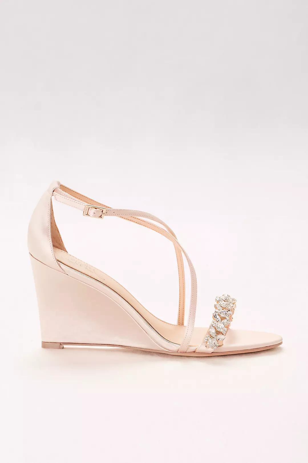 Satin and Crystal Wedges with Crisscross Straps Image 3