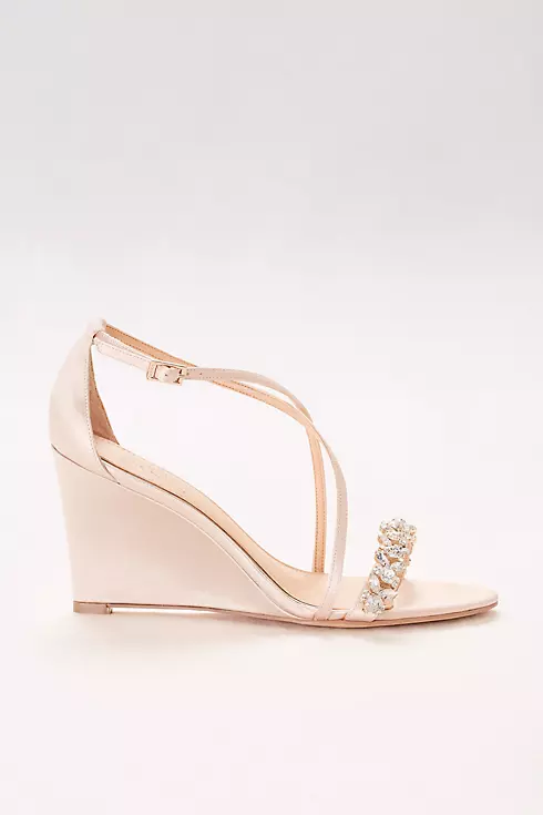 Satin and Crystal Wedges with Crisscross Straps Image 3