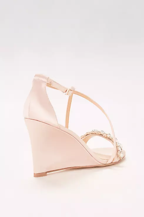 Satin and Crystal Wedges with Crisscross Straps Image 2