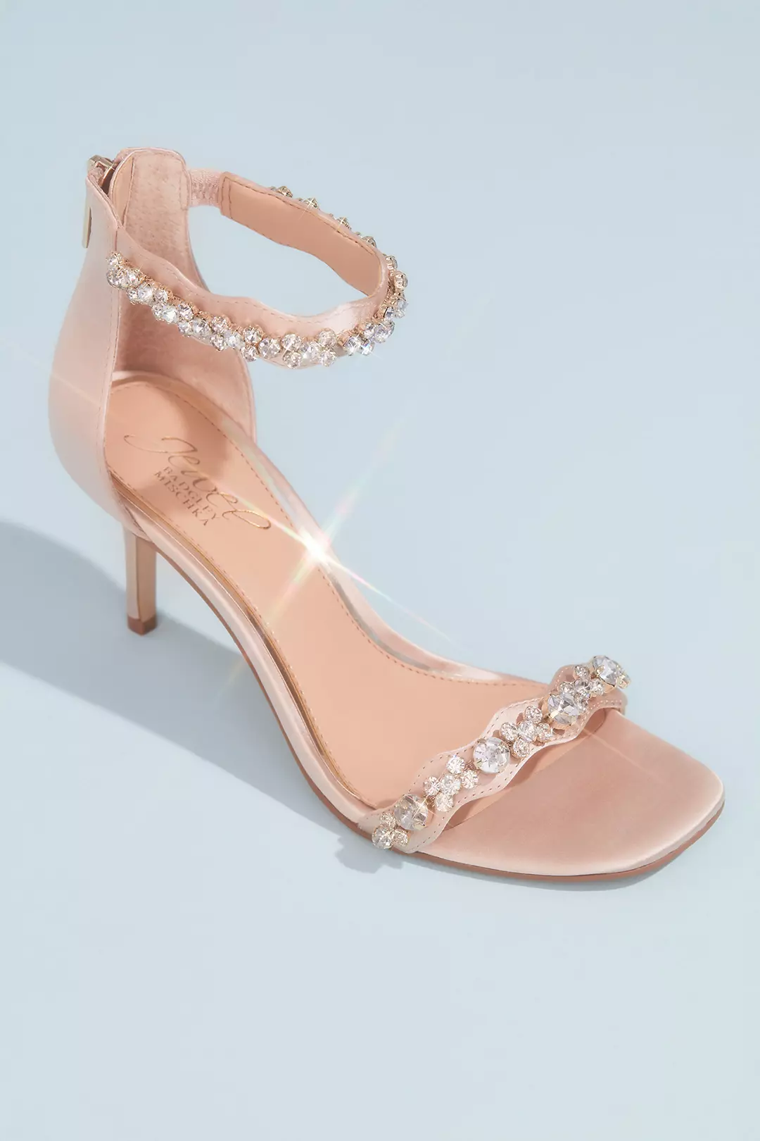 Satin Stiletto Sandals with Crystal Ankle Straps Image