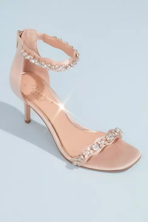 Satin Stiletto Sandals with Crystal Ankle Straps Image 1