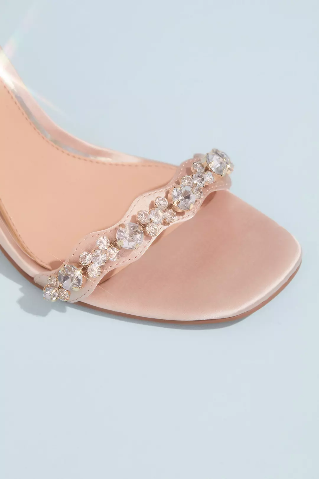 Satin Stiletto Sandals with Crystal Ankle Straps Image 3