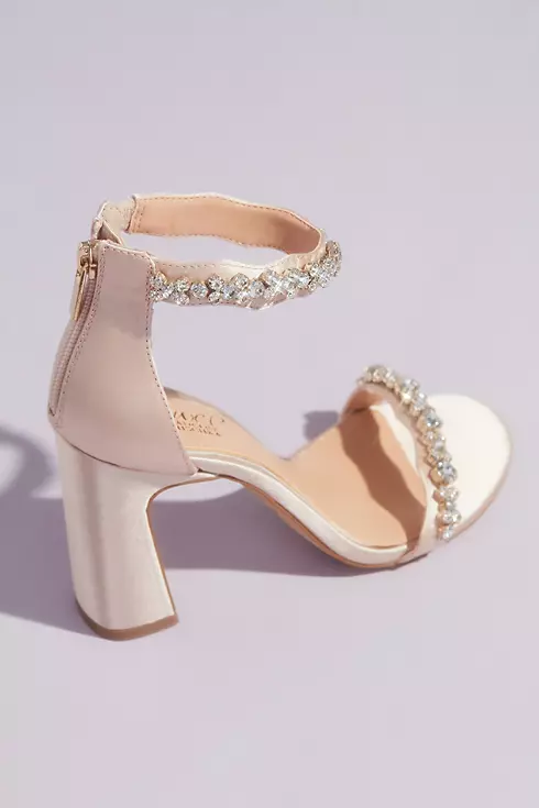 Satin and Crystal Block Heels with Zip Back Image 3