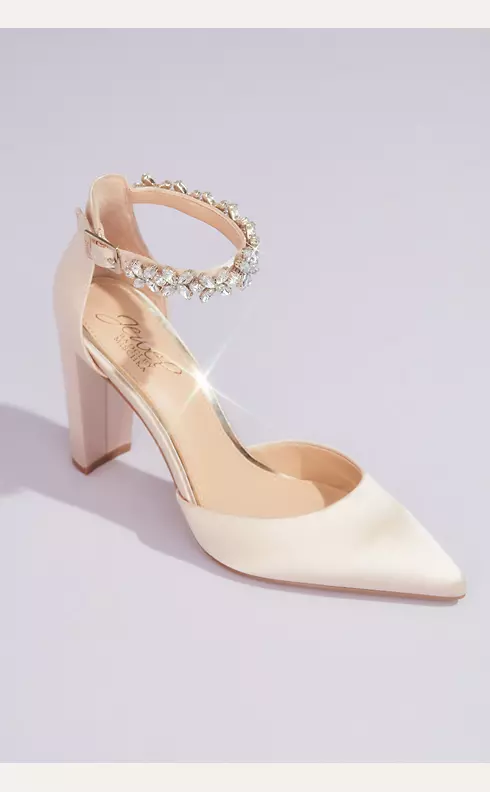 Pointed Toe Block Heels with Crystal Ankle Strap | David's Bridal