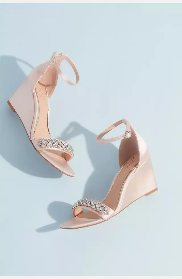 Elegant Satin Wedges with Crystal Accent | David's Bridal