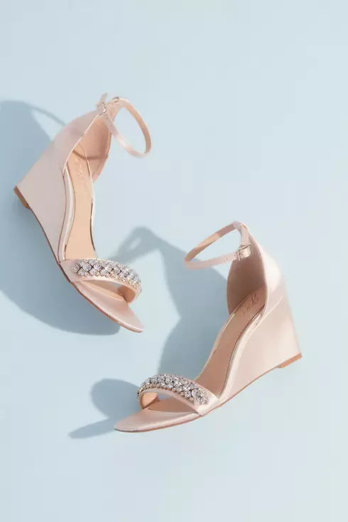 Elegant Satin Wedges with Crystal Accent Image 1