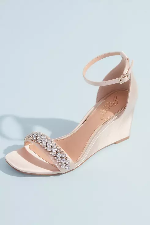 Elegant Satin Wedges with Crystal Accent Image 2