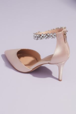 lace d orsay heels with crystal ankle strap