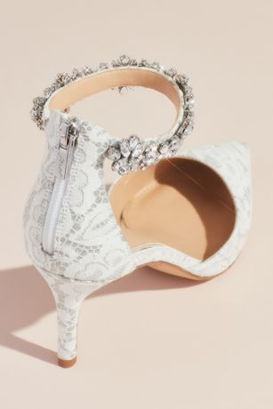 lace d orsay heels with crystal ankle strap