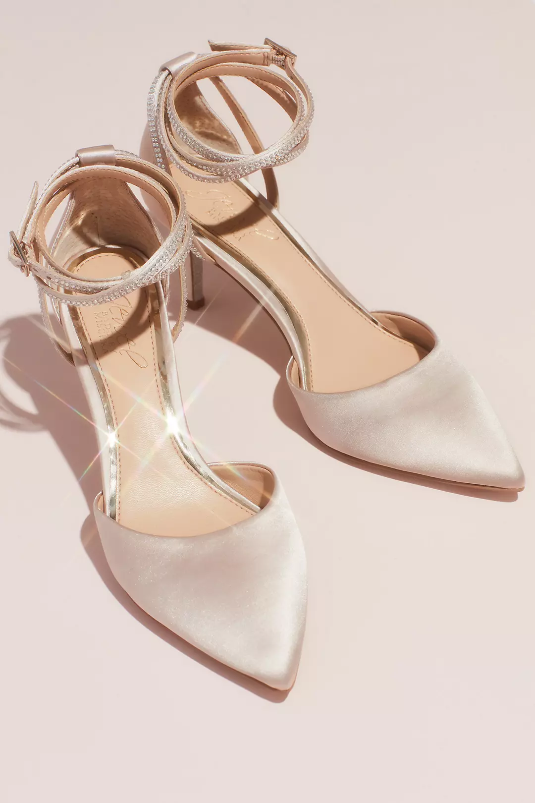 Satin d'Orsay Heels with Crystal Ankle Wrap Strap Image