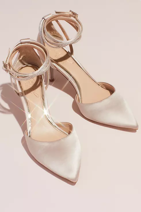 Satin d'Orsay Heels with Crystal Ankle Wrap Strap Image 1