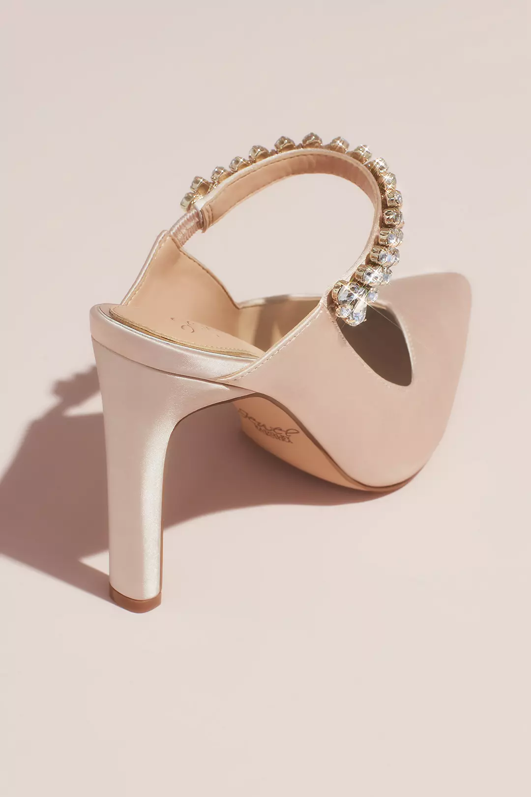 Satin Pointed Toe Heeled Mules with Crystal Strap Image 2