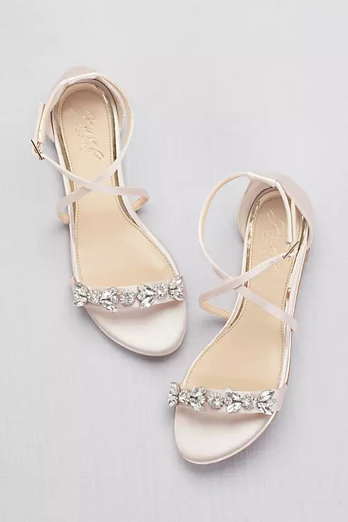 Satin and Crystal Cross-Strap Flat Sandals Image 4