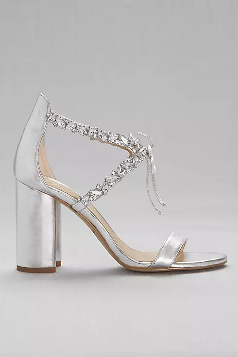 Ankle-Tie Block Crystal-Embellished Heel Sandals Image 3