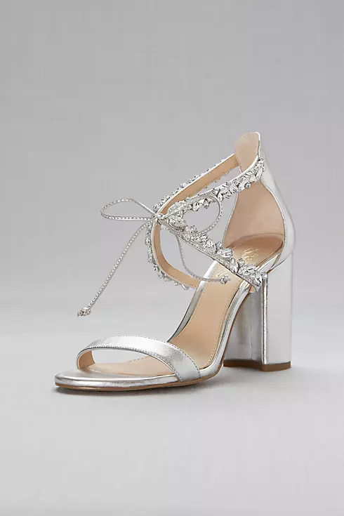 Ankle-Tie Block Crystal-Embellished Heel Sandals Image 1