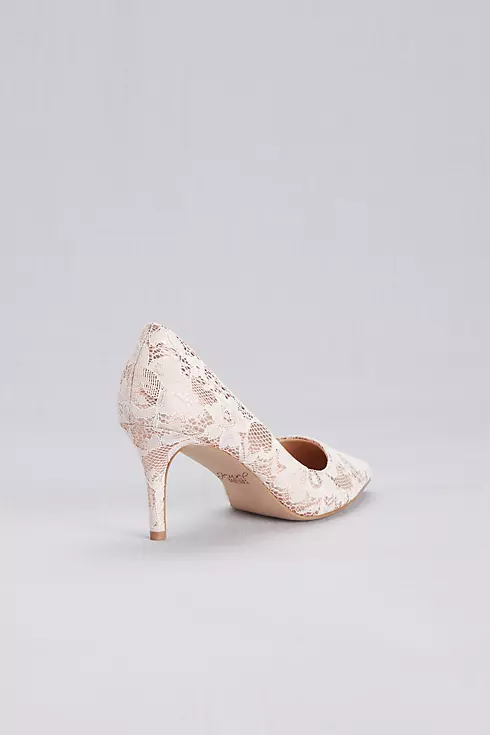 Lace Overlay Metallic Pointed Toe Pumps Image 2