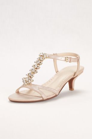 Crystal T-Strap Low Heel Sandal | David's Bridal