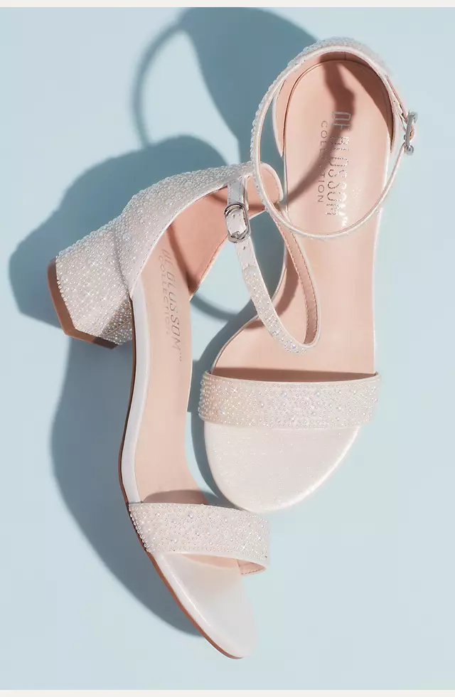 Allover Iridescent Pearl Low Block Heel Sandals
