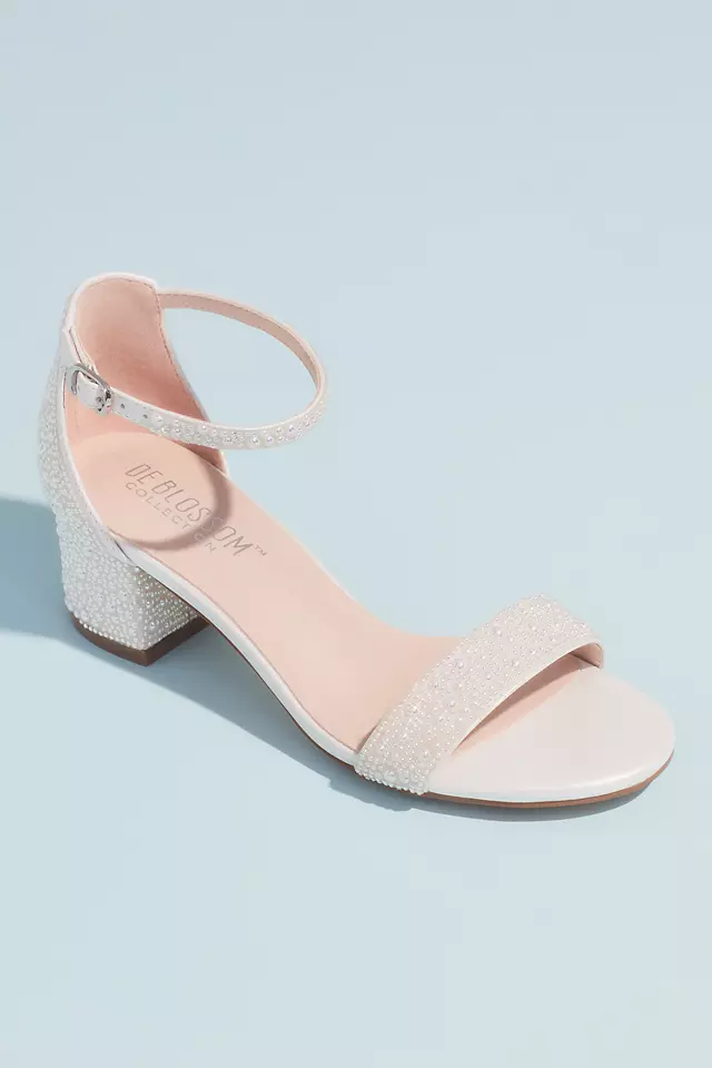 Allover Iridescent Pearl Low Block Heel Sandals Image 3