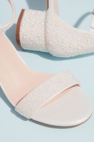 pearl low block heels