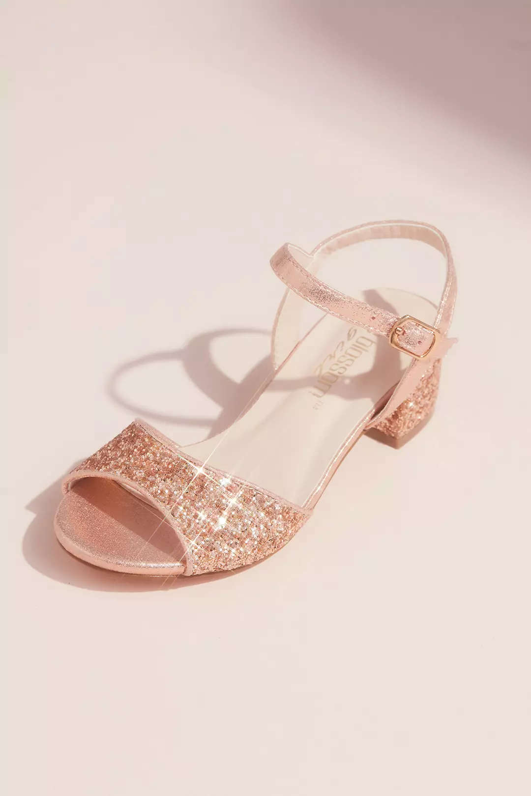 Girls Glitter Peep Toe Sandals with Block Heel Image