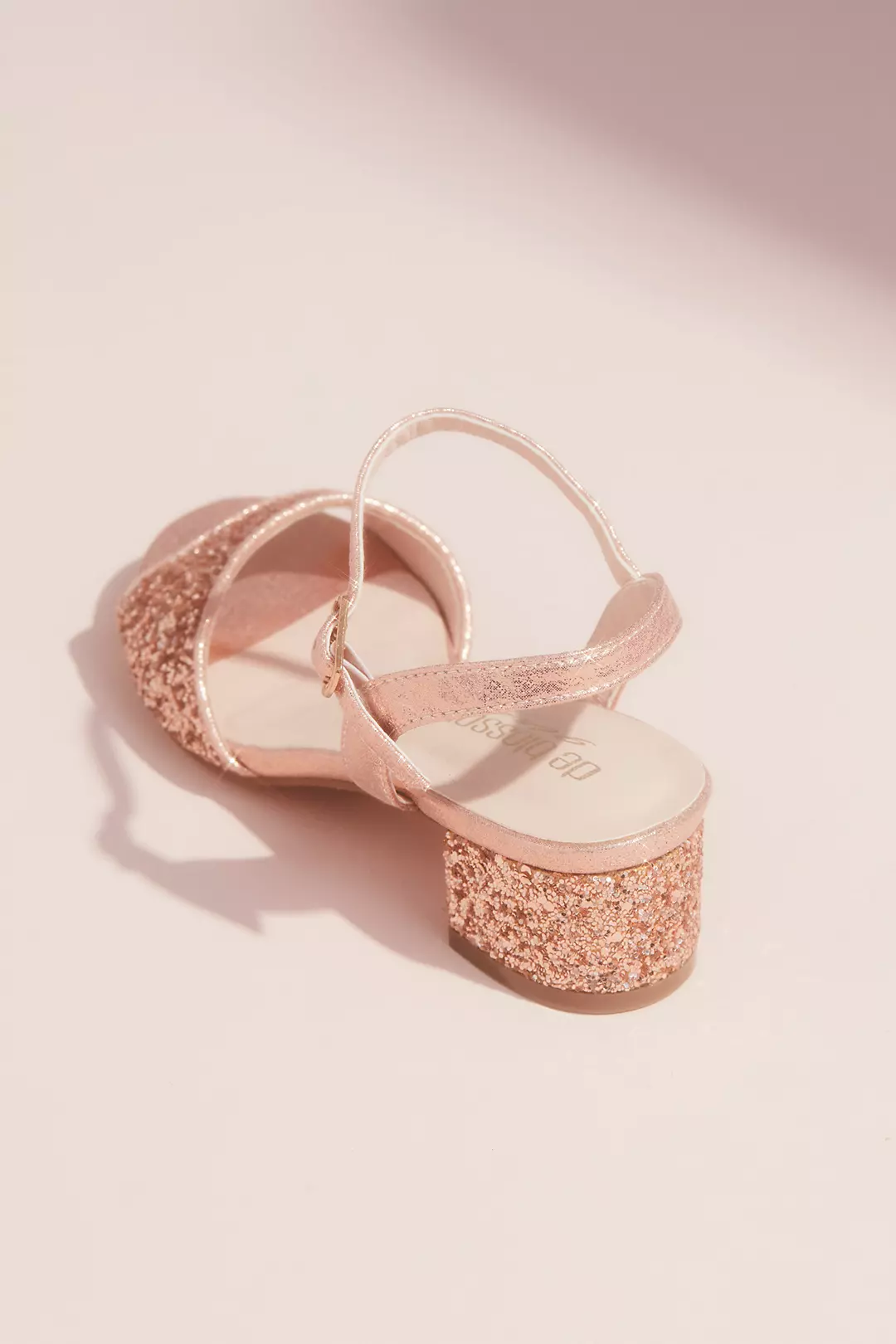 Girls Glitter Peep Toe Sandals with Block Heel Image 2
