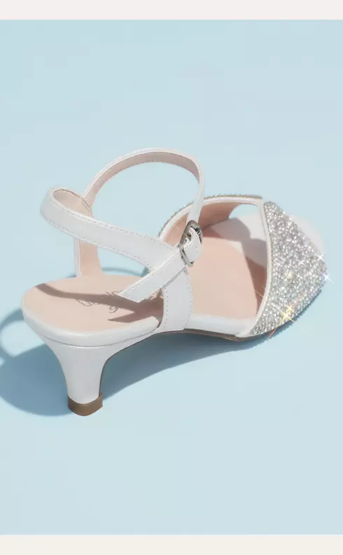Girls' Pave Crystal Peep Toe Ankle Strap Sandals | David's Bridal