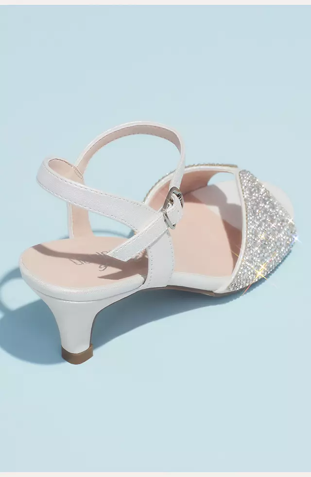 Girls' Pave Crystal Peep Toe Ankle Strap Sandals | David's Bridal