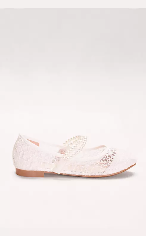 Girls Lace Mary Janes with Pearl Strap Image 3