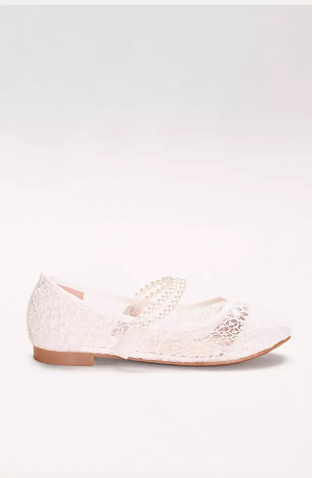 Girls Lace Mary Janes with Pearl Strap Image 3