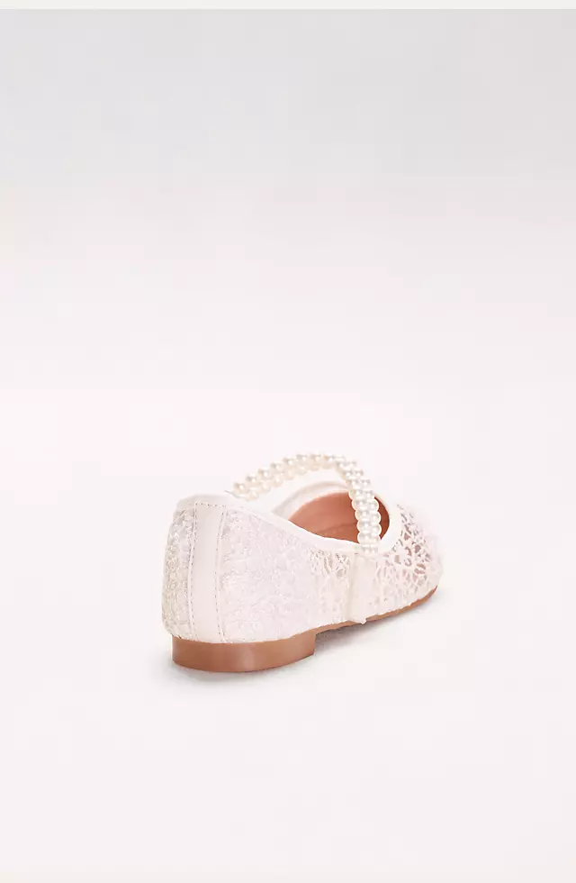 Girls Lace Mary Janes with Pearl Strap Image 2