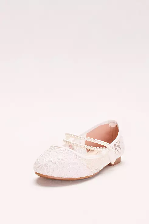 Girls Lace Mary Janes with Pearl Strap Image 1