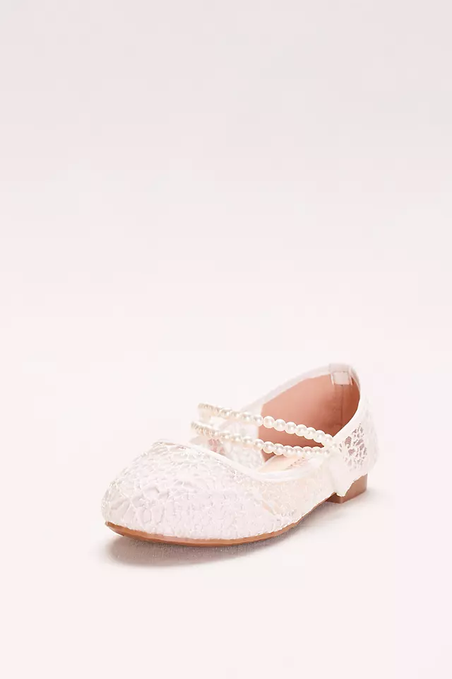 Girls Lace Mary Janes with Pearl Strap Image