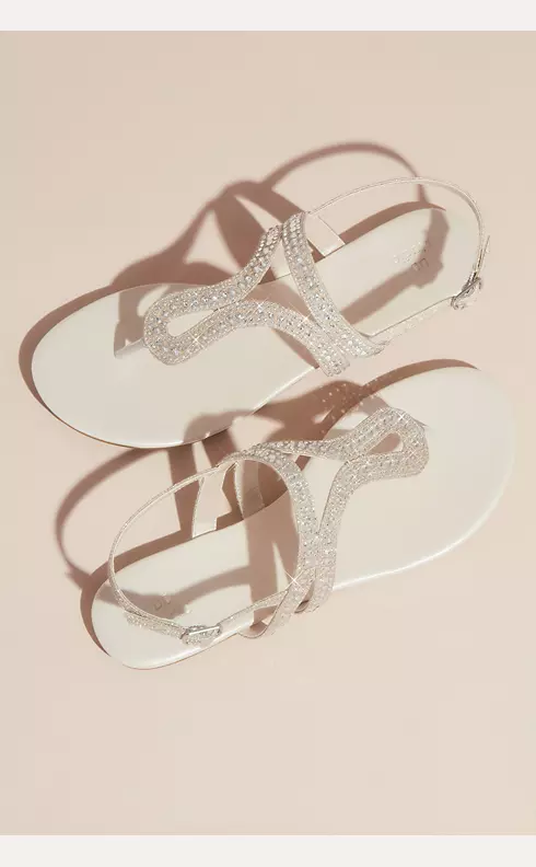 Crystal Embellished Glitter Flat Sandals Image 3