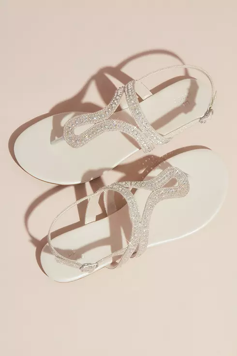 Crystal Embellished Glitter Flat Sandals Image 3