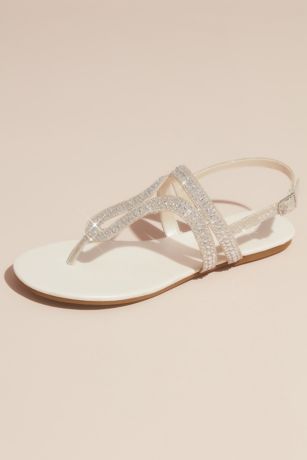 gold flat sandals with rhinestones