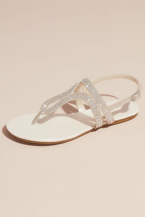 Crystal Embellished Glitter Flat Sandals Image 1