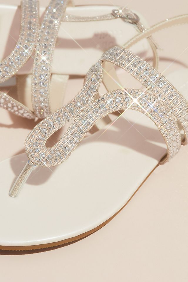 Crystal Embellished Glitter Flat Sandals Image 4