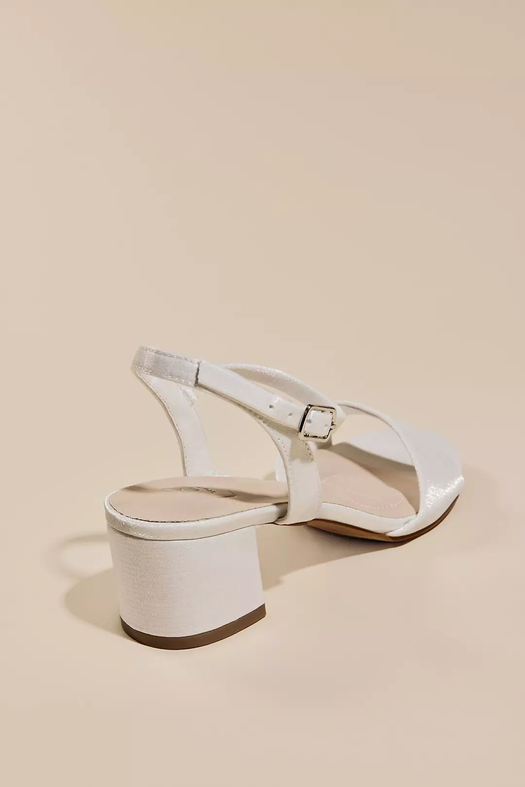Subtle Shimmer Low Block Heel Sandals | David's Bridal Subtle Shimmer Low Block Heel Sandals | David's Bridal