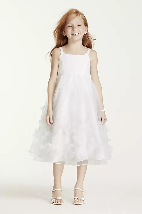 Spaghetti Strap Organza Gown with 3D Petal Detail Image 1