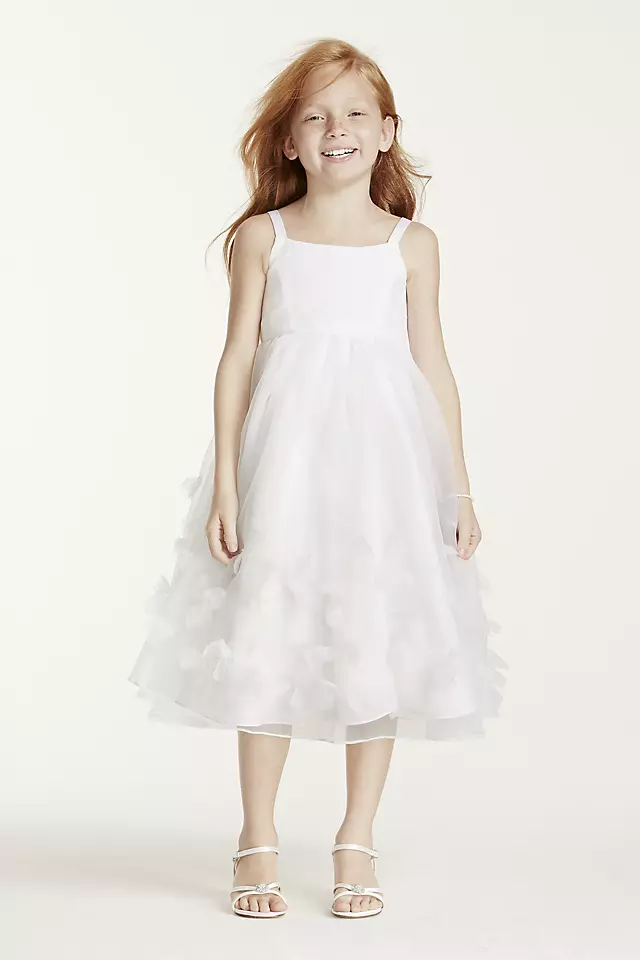 Spaghetti Strap Organza Gown with 3D Petal Detail Image